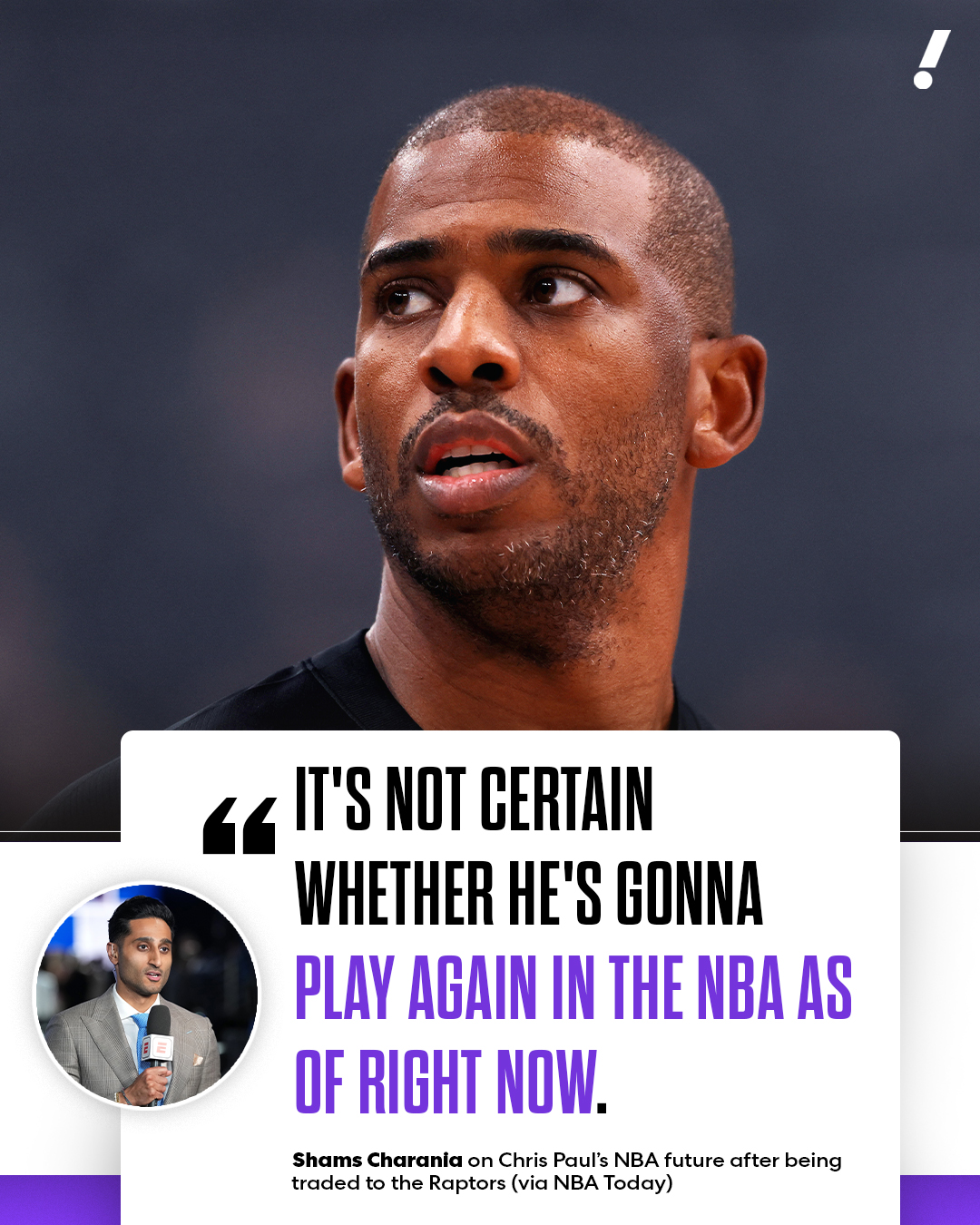 NBA赛事直播-还能再见吗？Shams：目前尚不确定保罗是否还会在NBA继续征战